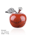 Red Jasper crystal apple ornament with silver metal leaf and sparkling rhinestones - 25mm / Red Jasper Apple