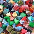 Pyramid shaped natural crystal gemstones including malachite lapis and tiger eye - 14mm / Random Color