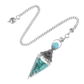 Energy pendulum pendant with green turquoise stones and antique silver hexagonal cone - Blue Turquoise (Antique Silver Pendulum)