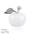 25mm Clear Quartz apple crystal gemstone sculpture with silver leaf for home decor - 25mm / Clear Quartz Apple