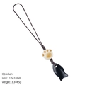 Cute obsidian fish and cat paw crystal charm with brown woven cord for bags and keys - Obsidian Fish Pendant