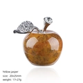 25mm yellow jasper apple ornament with silver sparkling leaves for home decoration - 25mm / Yellow Jasper Apple
