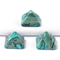 Pierres pyramidales en chrysocolle aux textures bleu-vert sur fond blanc - 14mm / Pierre d'Image Grise (Teinte)