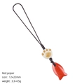 Handmade red jasper fish and ceramic cat paw pendant charm for phone and bag - Red Jasper Fish Pendant
