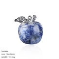20mm sodalite crystal apple pendant with silver leaf detail for DIY jewelry making - Sodalite Apple