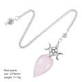 Pendolo in quarzo rosa naturale con chiusura a tripla luna e stella, misura 23x46mm - Quarzo Rosa