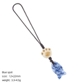 Blue spot stone fish and white cat paw charm with brown cord for phone and bags - Blue Spot Jade Fish Pendant