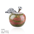 25mm Unakite crystal apple figurine with silver leaf detail for home decor gift - 25mm / Unakite Apple