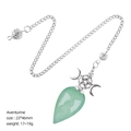 Pendolo in avventurina con ciondolo Luna Tripla e Pentagramma in argento per meditazione - Green Aventurine