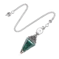 Natural malachite resin pendulum with green crystal chips and vintage silver chain - Malachite Synthetic (Antique Silver Pendulum)