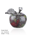 25mm Dragon Blood Jasper crystal apple figurine with silver leaf and sparkling rhinestones - 25mm / Dragon Blood Stone Apple