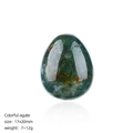 Polished 20mm colorful agate egg-shaped gemstone with natural green and white textures - 20mm Indian Agate