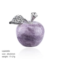 Handcrafted purple lepidolite crystal apple with sparkling silver leaf for home decor - 25mm / Lepidolite Apple