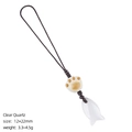 Cute natural clear quartz fish and cat paw pendant charm with dark brown braided cord - Clear Quartz Fish Pendant
