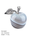 25mm grey agate crystal apple figurine with sparkling rhinestone leaf for home decor - 25mm / Grey Agate Apple
