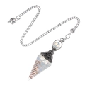 Opal resin pendulum pendant with spiral copper coil and vintage silver hollow metal cap - Opal Synthetic (Antique Silver Pendulum)