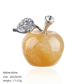 Handcrafted 25mm yellow natural stone apple figurine with crystal encrusted silver leaf - 25mm / Yellow Stone Apple