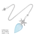 Synthetic opal triple moon pendulum necklace with silver metal star and chain - Synthetic Opal