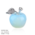 25mm synthetic opal apple figurine with silver metal leaf and sparkling crystals decoration - 25mm / Opalite Apple