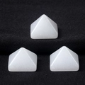 Handcrafted white natural crystal pyramid stone with a smooth semi-translucent matte finish - 14mm / White Jade