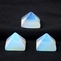 Three pieces of blue and white opal crystal pyramids with polished smooth surface - 14mm / Opalite (Synthetic)