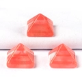 Three red crystal pyramid-shaped semi-precious stones on white fabric background - 14mm / Watermelon Red (Synthetic)