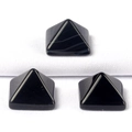 Polished black onyx gemstone pyramid jewelry accessories in a set of three pieces - 14mm / Black Agate