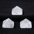 Set of three pyramid-shaped natural white quartz crystals displayed on a black background - 14mm / White Crystal
