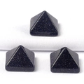 Polished blue sandstone pyramid set with shimmering starry night gold sand effect - 14mm / Blue Goldstone (Synthetic)