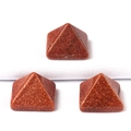 Three natural goldstone crystal pyramids in a deep red finish with golden speckles - 14mm / Goldstone (Synthetic)