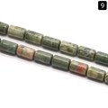 Cylindrical green and pink natural stone spacer bead with smooth polished finish - 6×10mm / Unakite