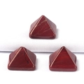 Three natural red jasper pyramid stones for healing with unique mineral textures - 14mm / Rainbow Stone