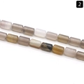 Natural agate cylindrical barrel beads in soft smoky grey and milky white tones - 6×10mm / Grey Agate
