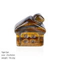 Figurine de maison miniature en oeil de tigre taillée à la main avec reflets dorés - Œil de tigre