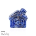 Natural Sodalite stone house carving in deep blue, sized 25x25mm for desktop decor - Blue Sodalite