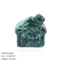 Miniature green agate house carving for Christmas DIY landscape decor 25x25mm size - India Agate