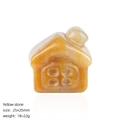 Miniature yellow natural stone house carving with polished finish for desktop decor - Yellow Jade
