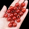 Polished dark red agate round loose beads for DIY jewelry with large hole diameter - 14mm Diameter 5mm Hole