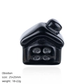 Polished natural black obsidian crystal mini house figurine for desk decor 25x25mm - Obsidian