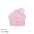 Miniature rose quartz house carved from natural crystal stone measuring 25x25mm - Rose Quartz