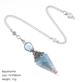 Aquamarine crystal pendulum with silver flower cap and inner copper coil for meditation - Aquamarine (Antique Silver)