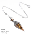 Tiger Eye resin pendulum with antique silver flower cap and hexagonal cone for meditation - Tiger Eye (Antique Silver)