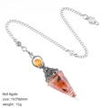Red agate crystal point pendulum with silver vintage metal cap and adjustable chain - Red Agate (Antique Silver)