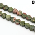 Flat heart-shaped Unakite semi-precious stone loose beads with green pink patterns - Unakite