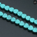 Flat heart-shaped turquoise stone beads with natural black veins for DIY jewelry making - Blue Turquoise (Synthetic)