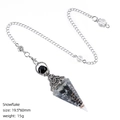 Snowflake obsidian crystal pendulum with antique silver flower cap and metal chain - Snowflake Obsidian (Antique Silver)