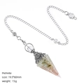 Prehnite natural crystal pendulum in silver cone resin with spiral copper wire - Prehnite (Antique Silver)