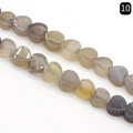 Polished natural agate heart-shaped loose beads in earthy amber and gray tones - Grey Agate