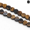 Polished tiger eye heart bead with yellow-brown stripes for DIY jewelry making - Tiger's Eye
