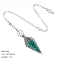 Green malachite resin dowsing pendulum with silver floral cap for yoga meditation - Malachite (Antique Silver)